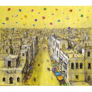 Zahid Saleem, 30 x 36 Inch, Acrylic on Canvas, Cityscape Painting, AC-ZS-140